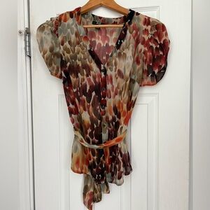 AGB Red and Orange Patterned Blouse